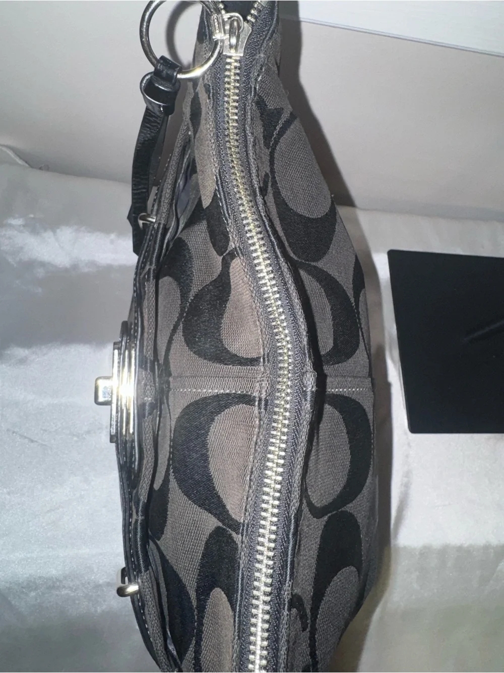 Coach Signature Hobo Bag in Charcoal/Black